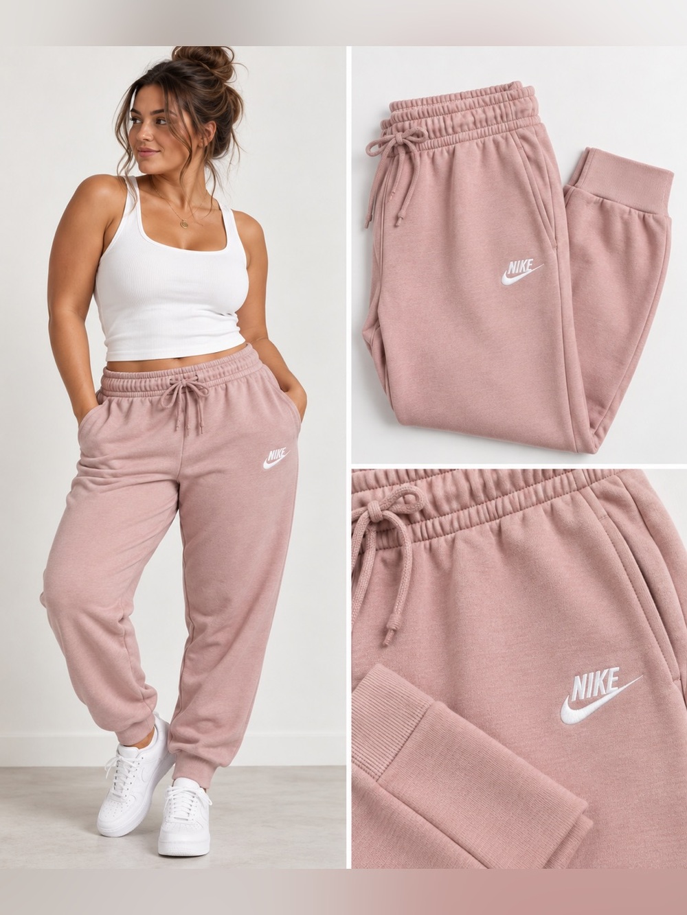 Nike Sportswear Club Fleece Mid-Rise Joggers Pink XL Sweatpants